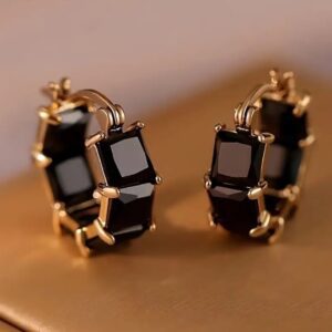 Black cubic Zirconia Hoop Earrings