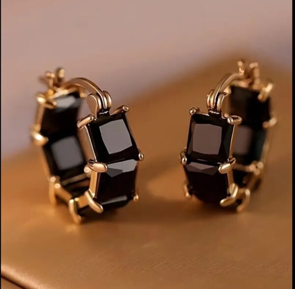 Black cubic Zirconia Hoop Earrings