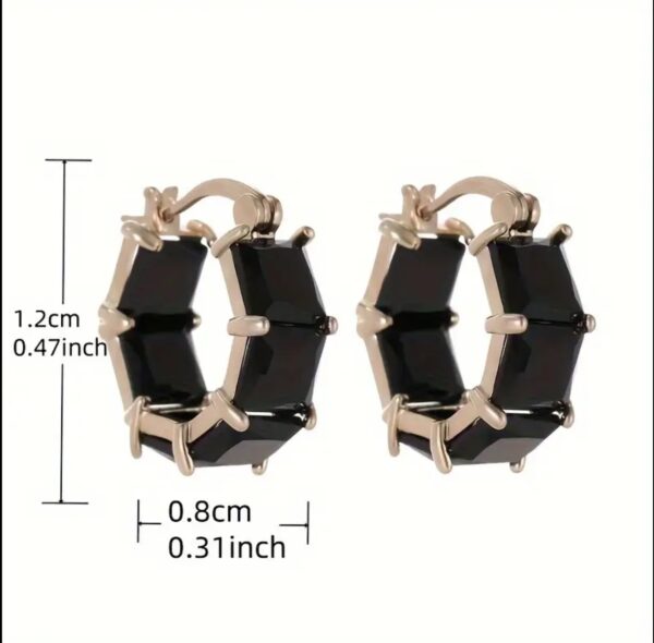 Black cubic Zirconia Hoop Earrings - Image 3